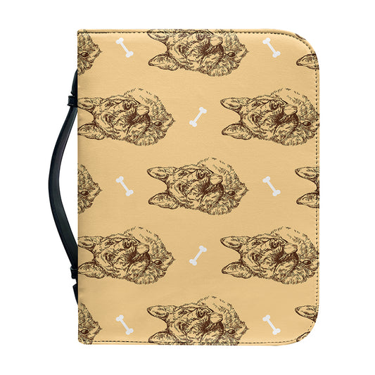 Drawing German Shepherd Pattern Print Leather Bible Cover