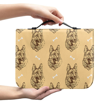 Drawing German Shepherd Pattern Print Leather Bible Cover