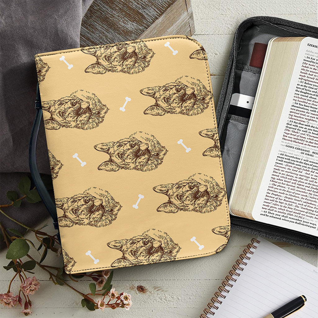 Drawing German Shepherd Pattern Print Leather Bible Cover