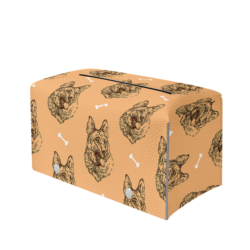 Drawing German Shepherd Pattern Print Leather Tissue Box Cover