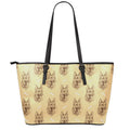 Drawing German Shepherd Pattern Print Leather Tote Bag With Zipper