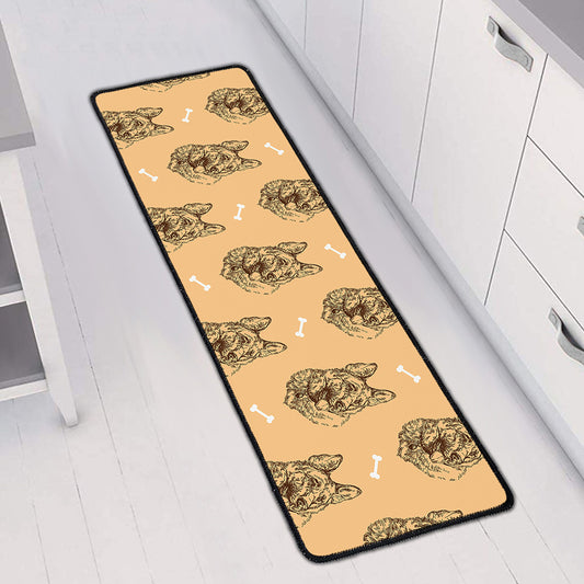 Drawing German Shepherd Pattern Print Long Kitchen Mat