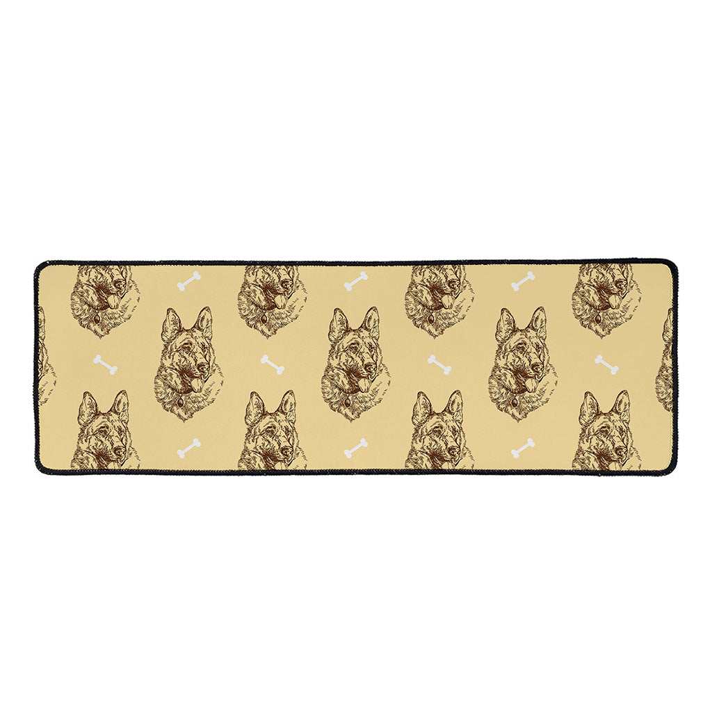 Drawing German Shepherd Pattern Print Long Kitchen Mat
