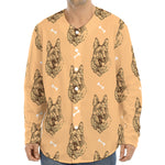 Drawing German Shepherd Pattern Print Long Sleeve Baseball Jersey