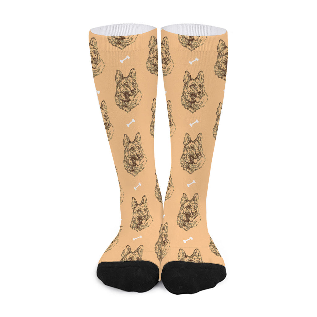 Drawing German Shepherd Pattern Print Long Socks