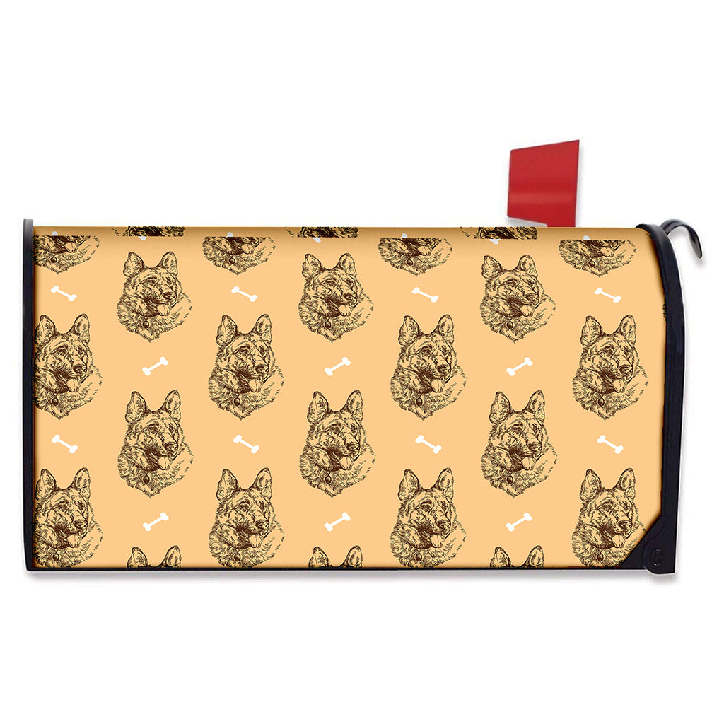 Drawing German Shepherd Pattern Print Mailbox Cover