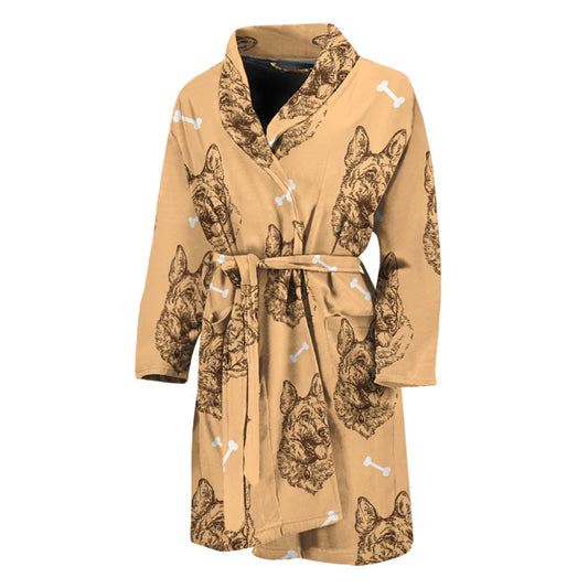 Drawing German Shepherd Pattern Print Men's Bathrobe