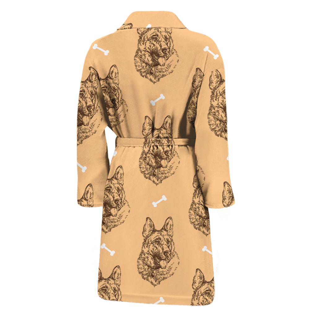 Drawing German Shepherd Pattern Print Men's Bathrobe