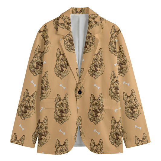 Drawing German Shepherd Pattern Print Men's Blazer