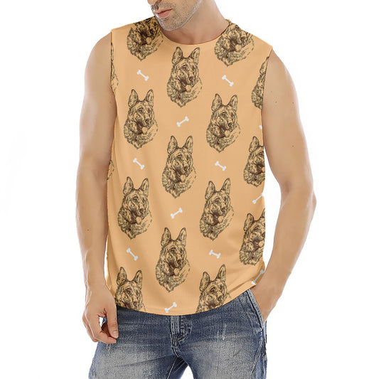 Drawing German Shepherd Pattern Print Men's Fitness Tank Top