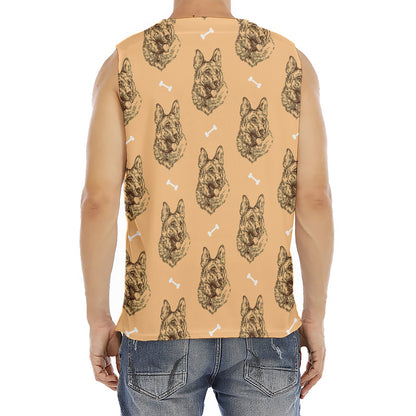 Drawing German Shepherd Pattern Print Men's Fitness Tank Top