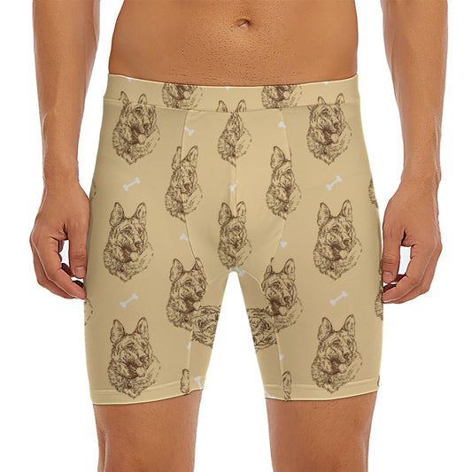 Drawing German Shepherd Pattern Print Men's Long Boxer Briefs
