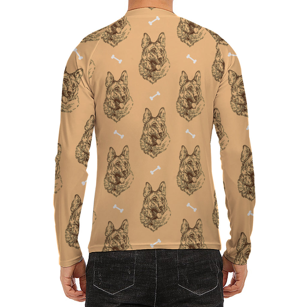Drawing German Shepherd Pattern Print Men's Long Sleeve Rash Guard