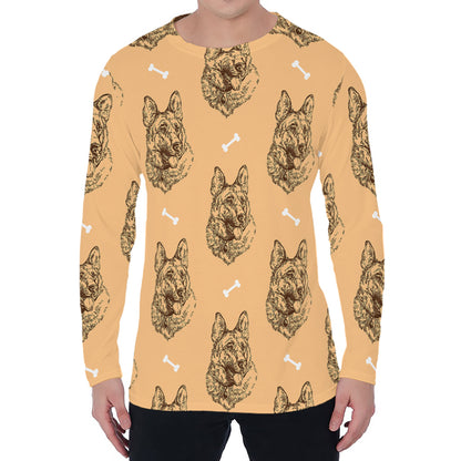 Drawing German Shepherd Pattern Print Men's Long Sleeve T-Shirt