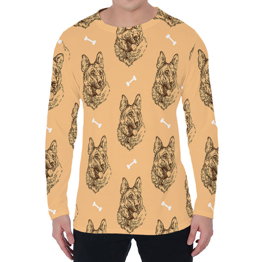 Drawing German Shepherd Pattern Print Men's Long Sleeve T-Shirt