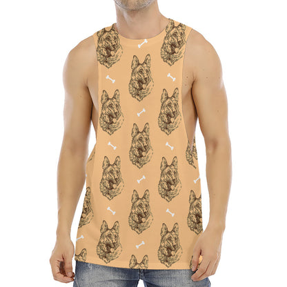 Drawing German Shepherd Pattern Print Men's Muscle Tank Top