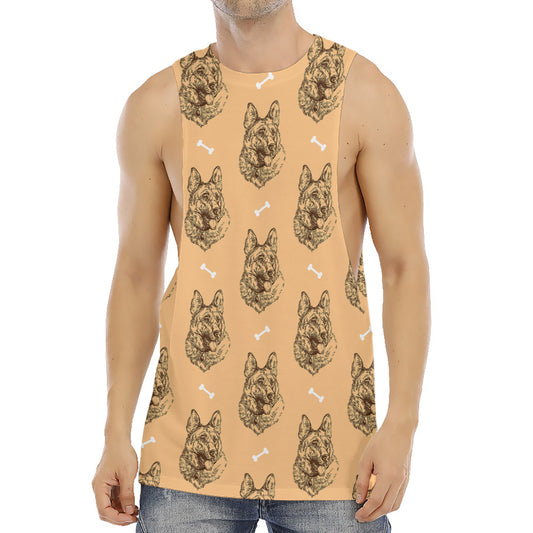 Drawing German Shepherd Pattern Print Men's Muscle Tank Top