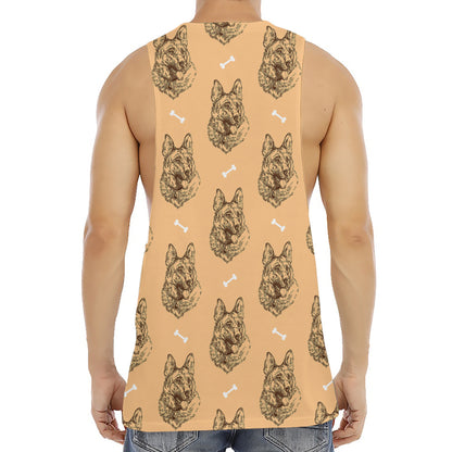 Drawing German Shepherd Pattern Print Men's Muscle Tank Top