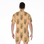 Drawing German Shepherd Pattern Print Men's Rompers