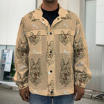 Drawing German Shepherd Pattern Print Men's Shirt Jacket