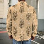 Drawing German Shepherd Pattern Print Men's Shirt Jacket