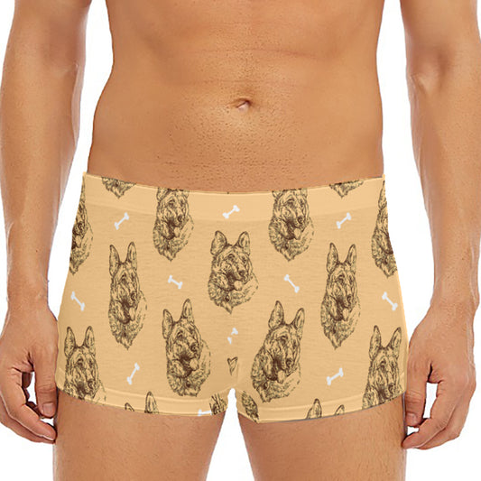 Drawing German Shepherd Pattern Print Men's Short Boxer Briefs