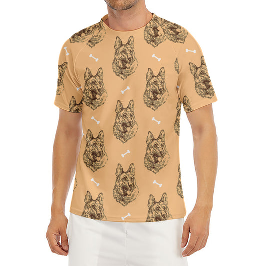 Drawing German Shepherd Pattern Print Men's Short Sleeve Rash Guard