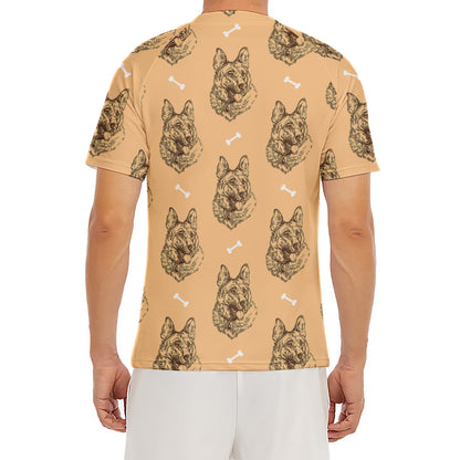 Drawing German Shepherd Pattern Print Men's Short Sleeve Rash Guard