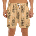 Drawing German Shepherd Pattern Print Men's Split Running Shorts