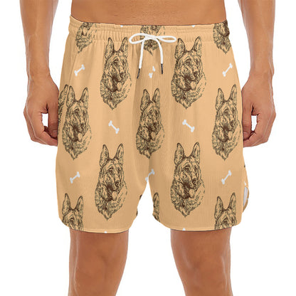 Drawing German Shepherd Pattern Print Men's Split Running Shorts