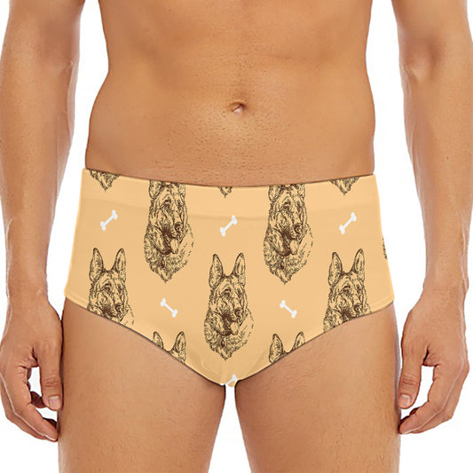 Drawing German Shepherd Pattern Print Men's Triangle Swim Briefs