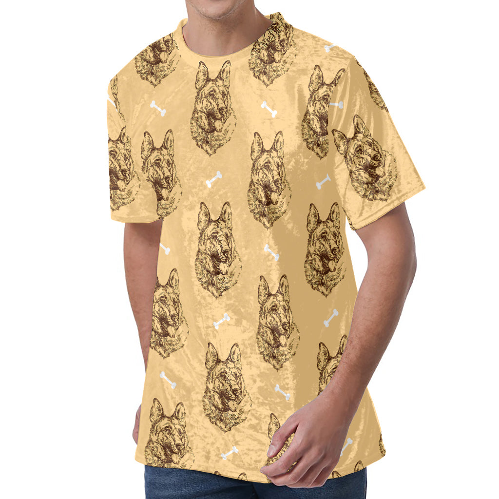 Drawing German Shepherd Pattern Print Men's Velvet T-Shirt