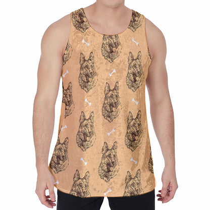 Drawing German Shepherd Pattern Print Men's Velvet Tank Top
