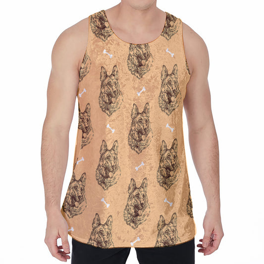 Drawing German Shepherd Pattern Print Men's Velvet Tank Top