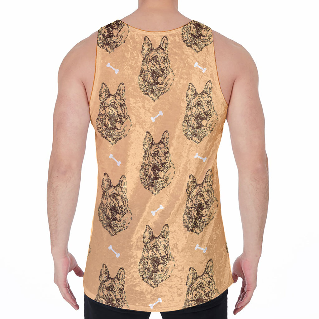 Drawing German Shepherd Pattern Print Men's Velvet Tank Top
