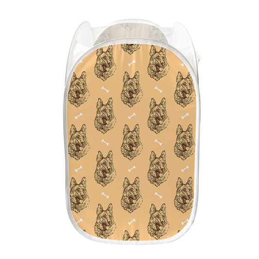 Drawing German Shepherd Pattern Print Mesh Laundry Hamper