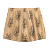 Drawing German Shepherd Pattern Print Mesh Shorts