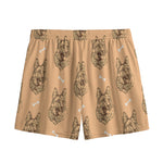 Drawing German Shepherd Pattern Print Mesh Shorts