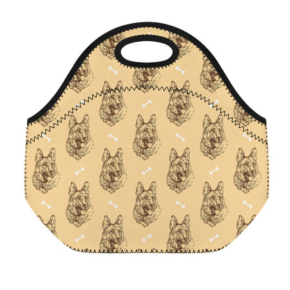 Drawing German Shepherd Pattern Print Neoprene Lunch Bag