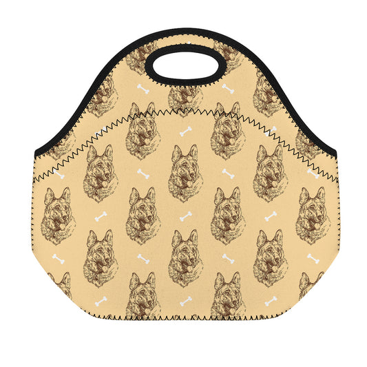 Drawing German Shepherd Pattern Print Neoprene Lunch Bag