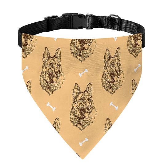 Drawing German Shepherd Pattern Print Over The Collar Dog Bandana