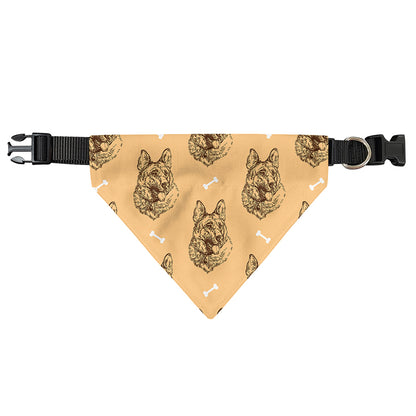 Drawing German Shepherd Pattern Print Over The Collar Dog Bandana