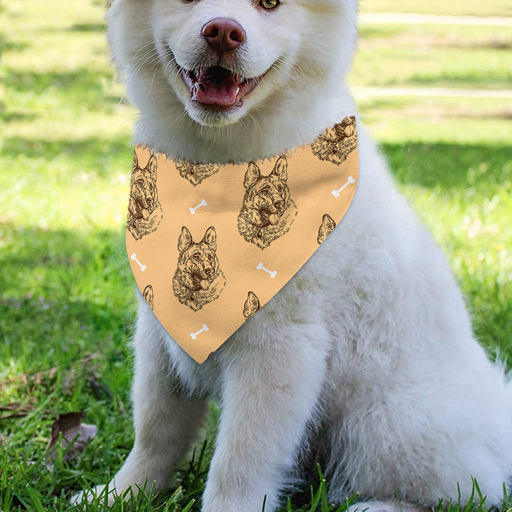 Drawing German Shepherd Pattern Print Over The Collar Dog Bandana