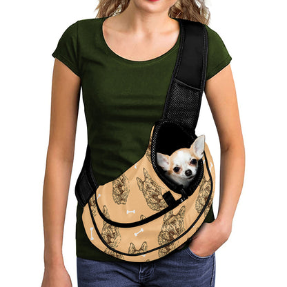 Drawing German Shepherd Pattern Print Pet Sling Carrier