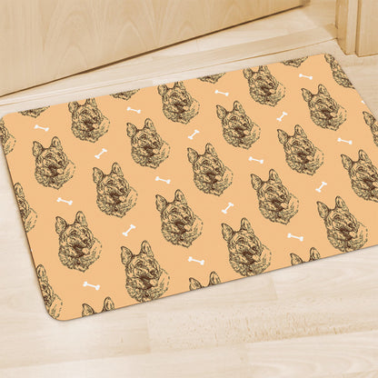 Drawing German Shepherd Pattern Print Polyester Doormat