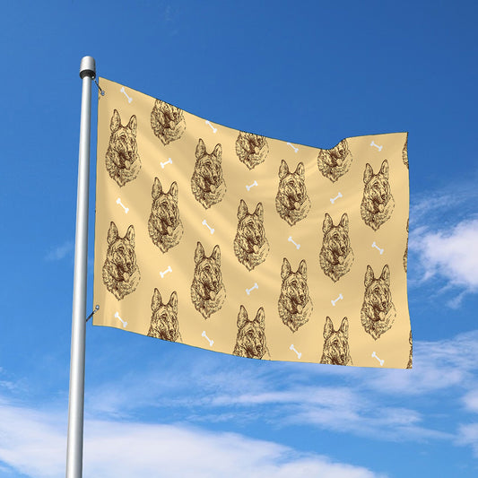 Drawing German Shepherd Pattern Print Polyester Flag