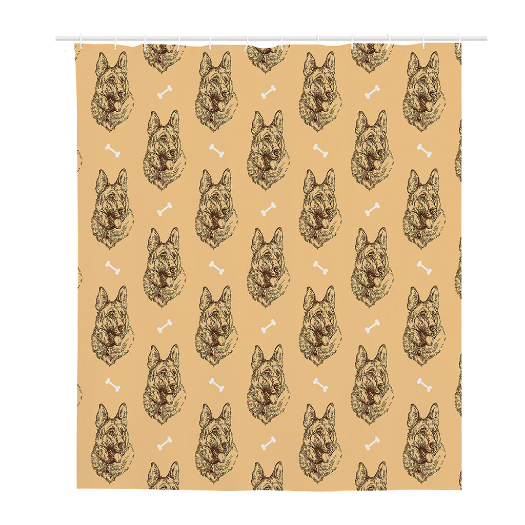 Drawing German Shepherd Pattern Print Polyester Shower Curtain