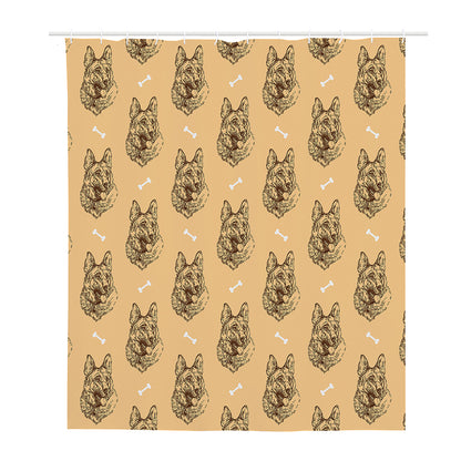 Drawing German Shepherd Pattern Print Polyester Shower Curtain
