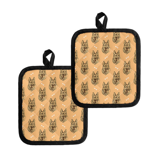 Drawing German Shepherd Pattern Print Pot Holders