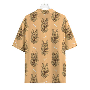 Drawing German Shepherd Pattern Print Rayon Hawaiian Shirt